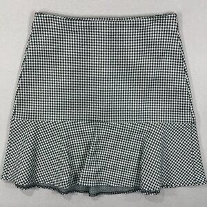 Gap Skirt Women's 10 Black White Houndstooth Flare Knee Zip Stretch Career Work